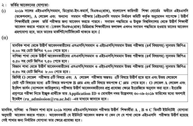RU Admission all Unit apply Requirements